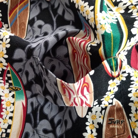 RJC Vintage Shirt Men's XL Multicolor Surf Boards Floral Button Hawaiian Pocket - Picture 4 of 12